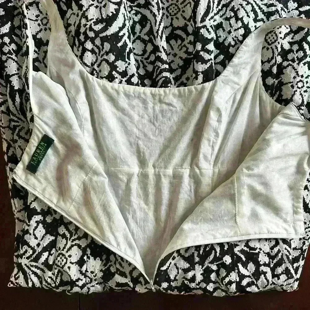 Lauren Ralph Lauren Black & White Floral Dress - Size 4 - Picture 3 of 8